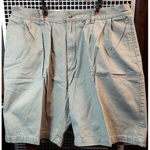 Siegfried & Company Men's Green Pleated Regular Fit Cotton Casual Shorts Size 38